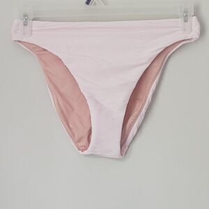 New J.Crew Ribbed High-Rise Cheeky Bikini Bottom in Light Pink Size Medium NWT
